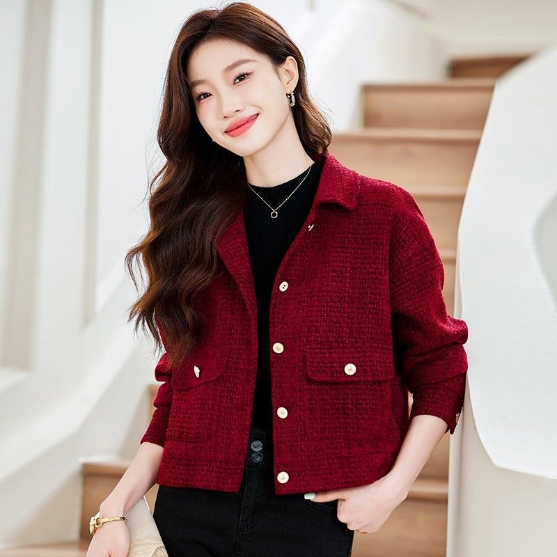 X現貨X一件免運X 經典氣質款 翻領小香風短版外套-2色