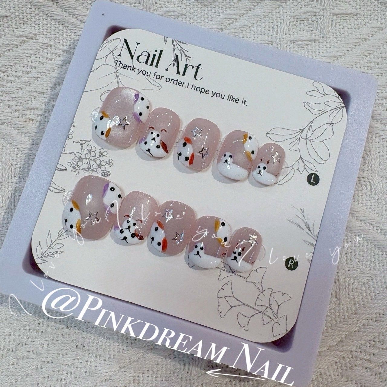 X現貨X一件免運X 超水指尖服飾 1.5公分豆豆甲/神秘汪星人 /原創設計手工穿戴甲/附贈工具包/附贈收納盒