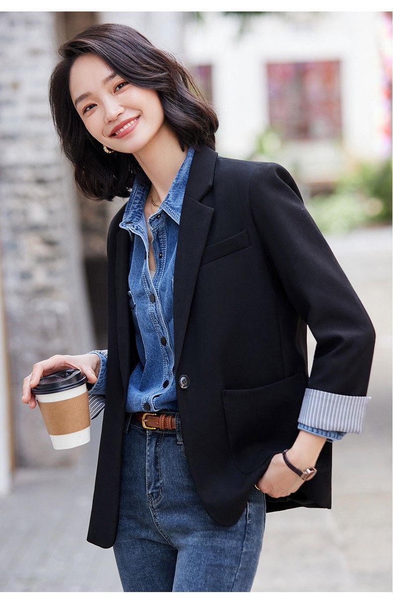 X現貨X一件免運X 簡約百搭款 純色一粒扣西裝外套-2色