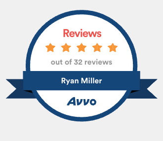 a badge that says reviews out of 32 reviews ryan miller avvo