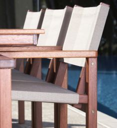Devon canvas replacement covers on outdoor furniture by pool