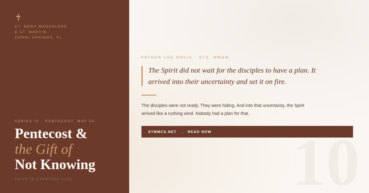 Title slide for faith in everyday life series with title Pentecost and the gift of not knowing