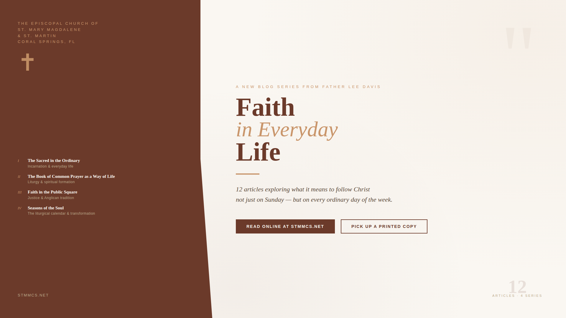 Title Slide of Faith in Everyday Life blog series