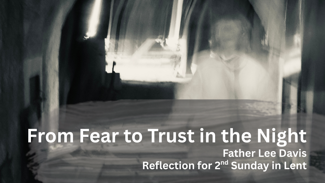 A blurred image of a person in a darkened space with the title 