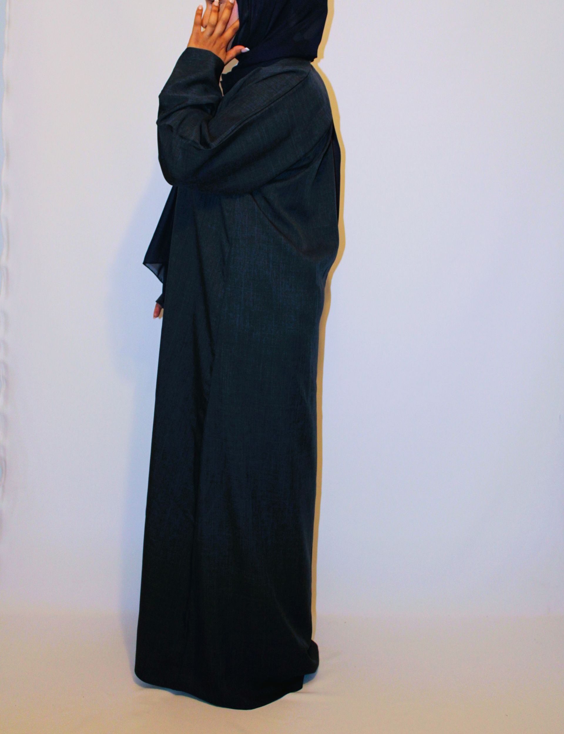 RIDA - Open abaya with buttons  - Navy Blue