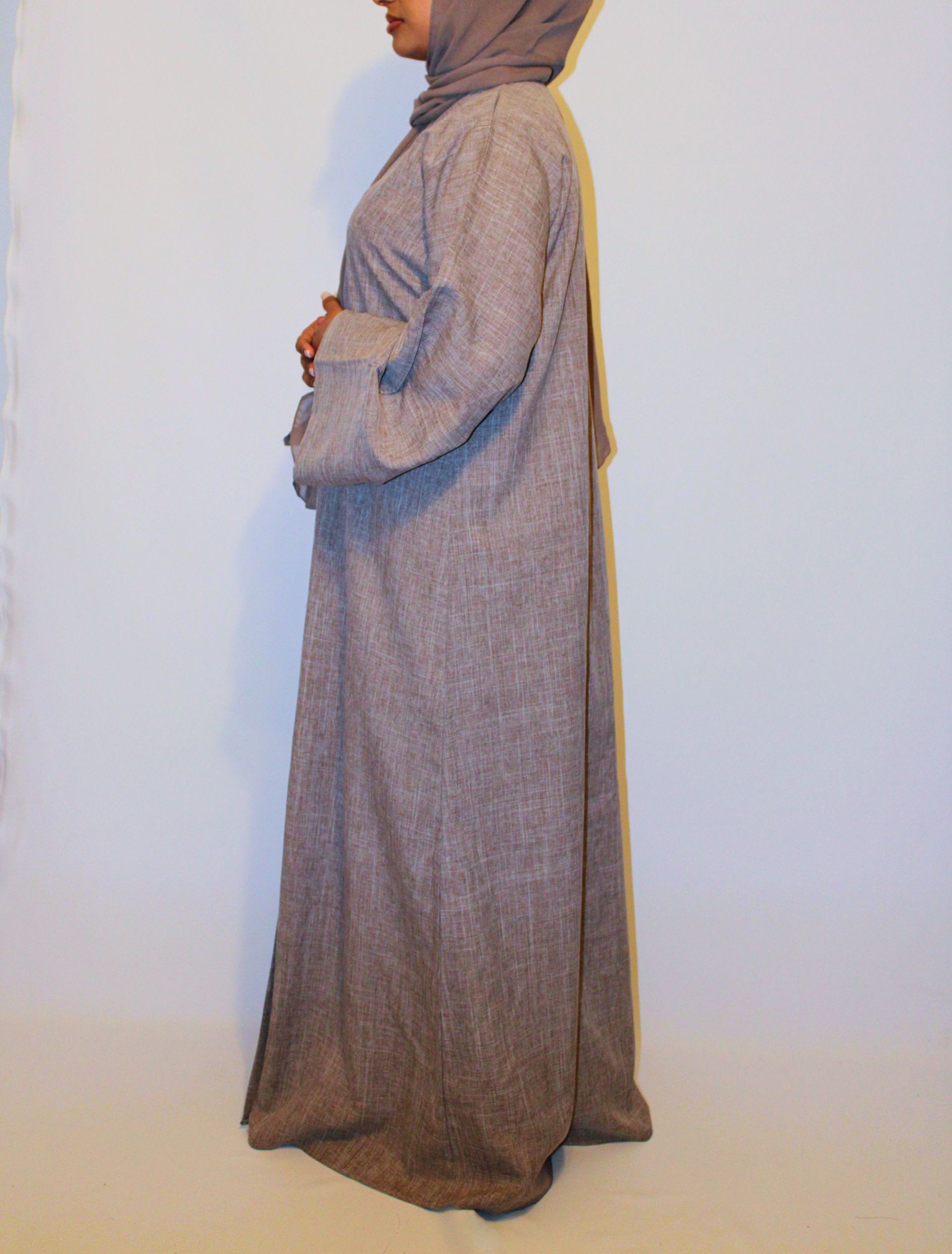 RIDA - Open abaya with buttons  - Beige