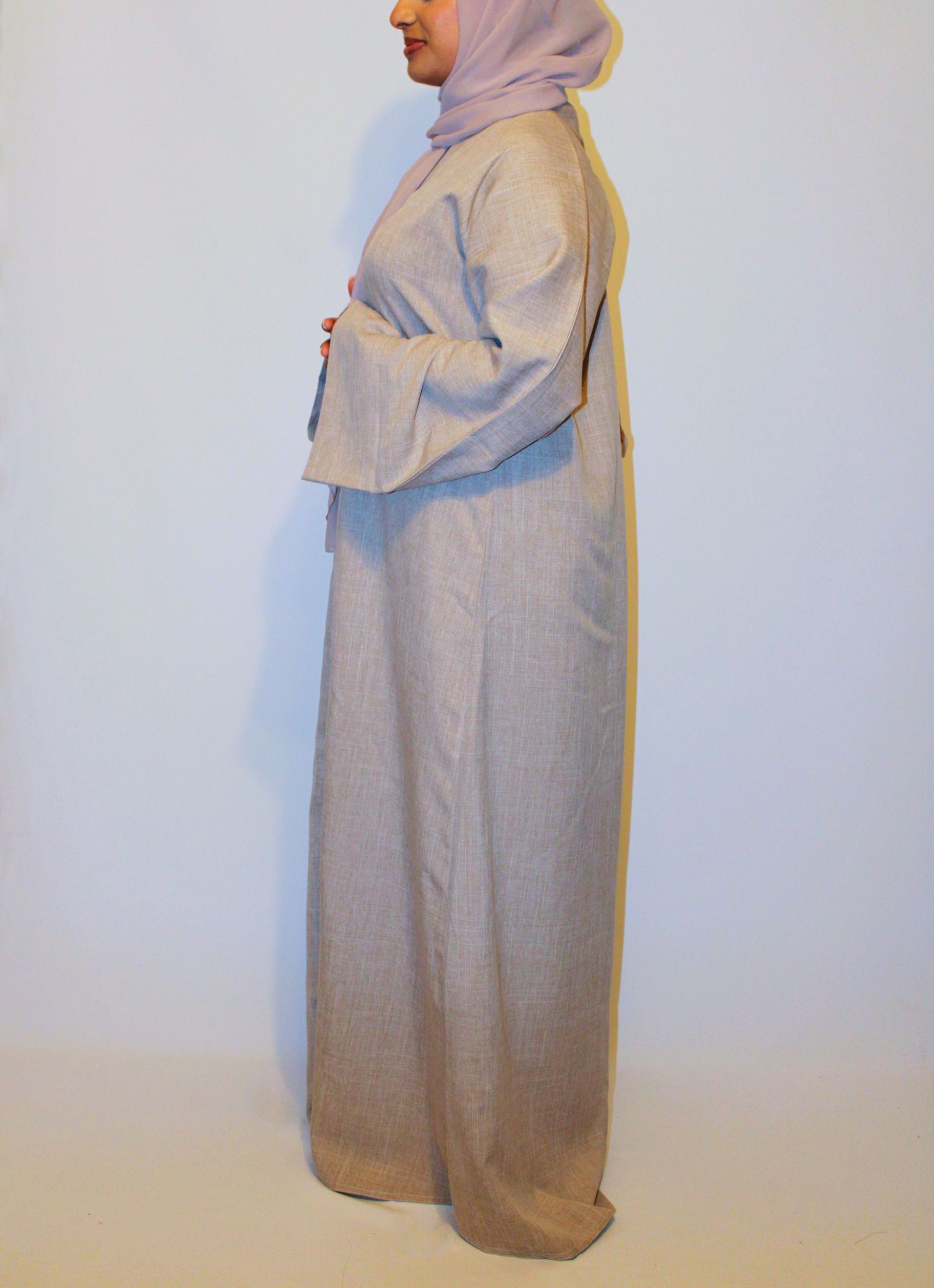 RIDA - Open abaya with buttons  - Cream