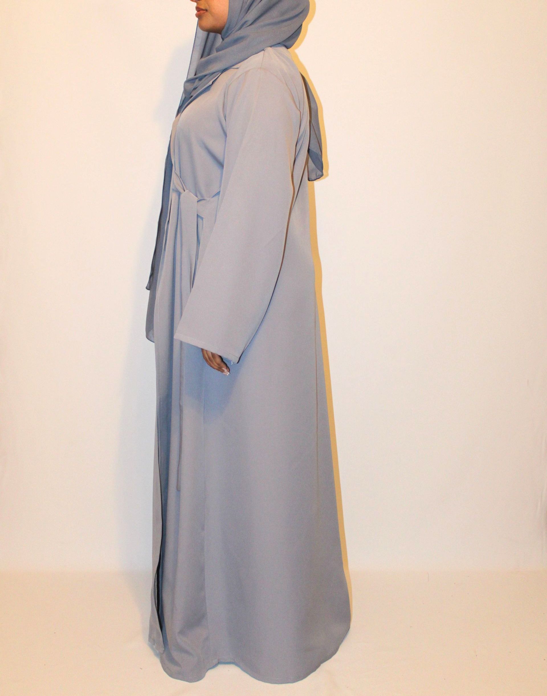 HAJRA - Jacket Style Abaya - Grey