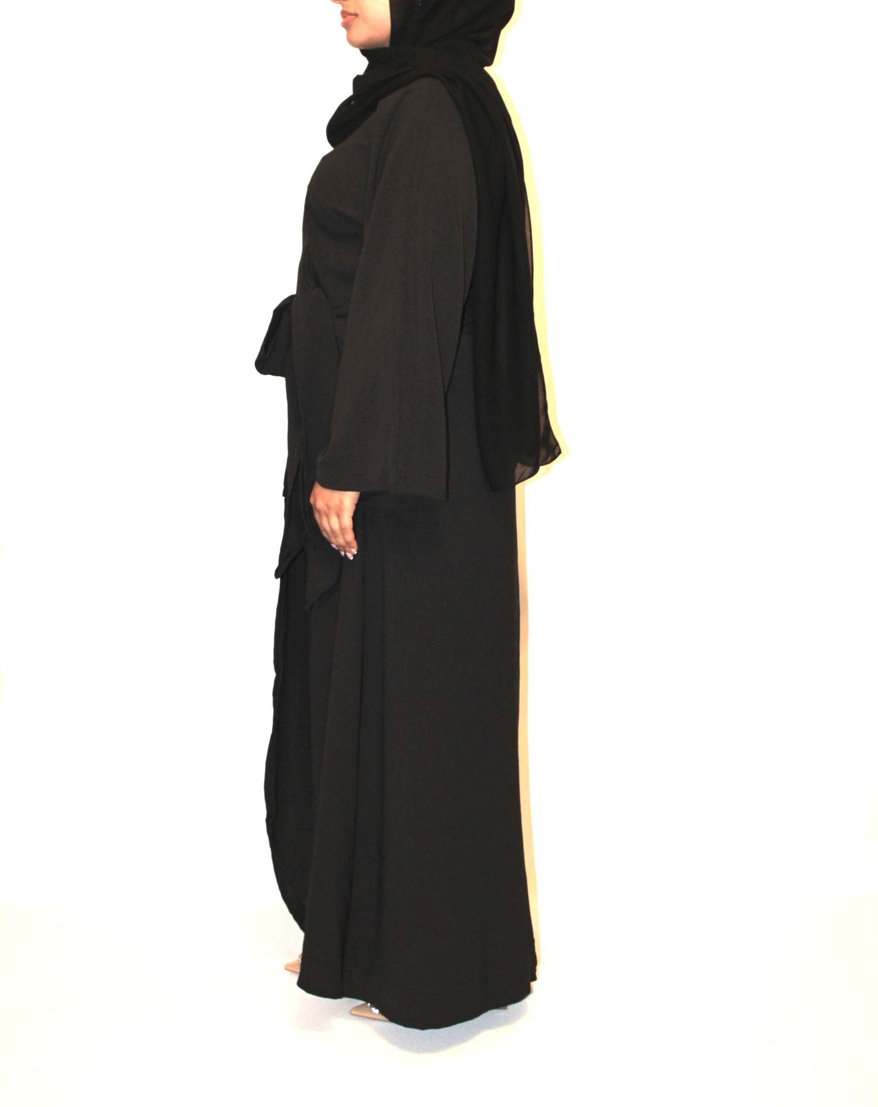 INAYAH - Wrap belted abaya - Black