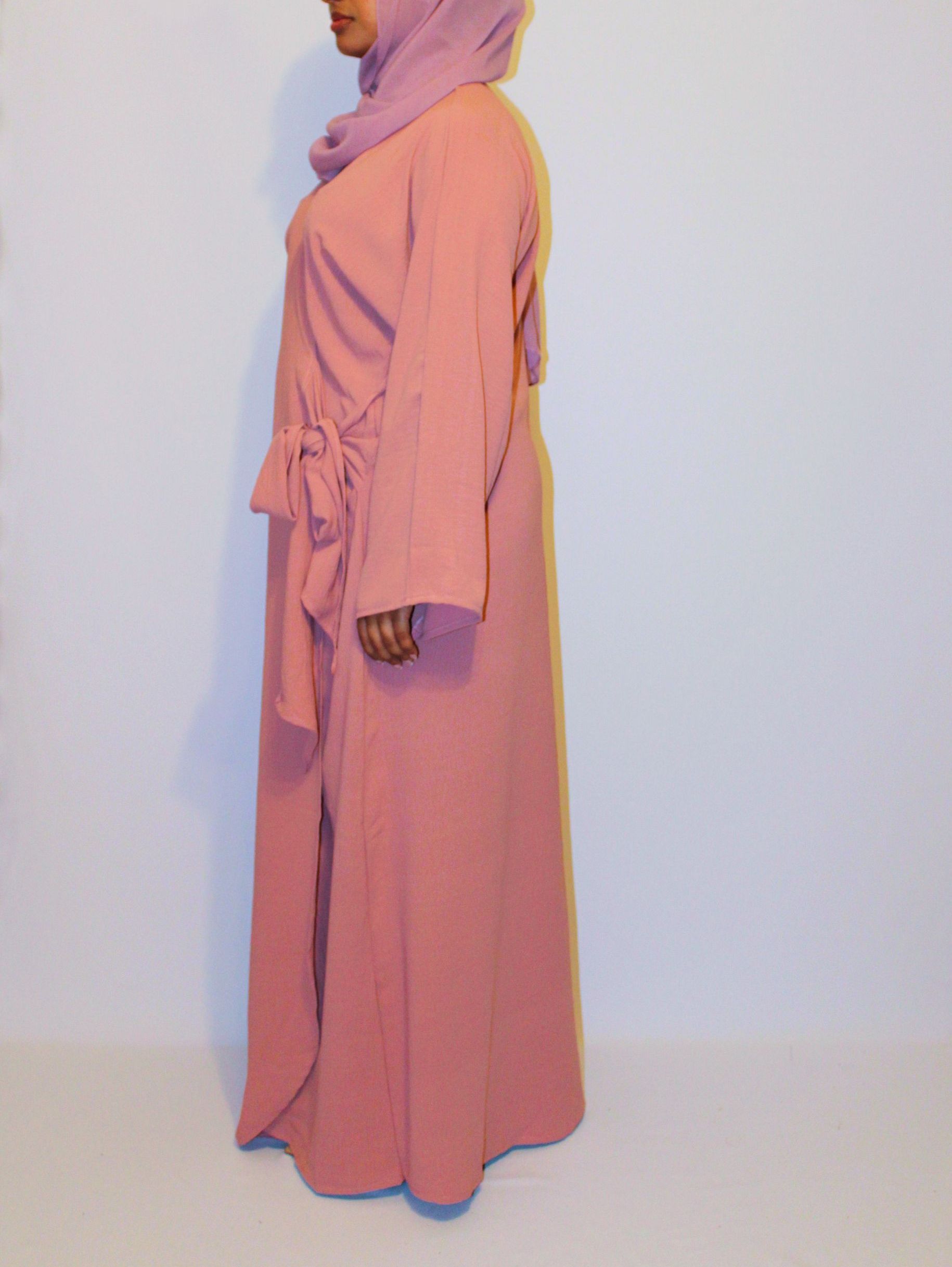 INAYAH - Wrap belted abaya - Pink