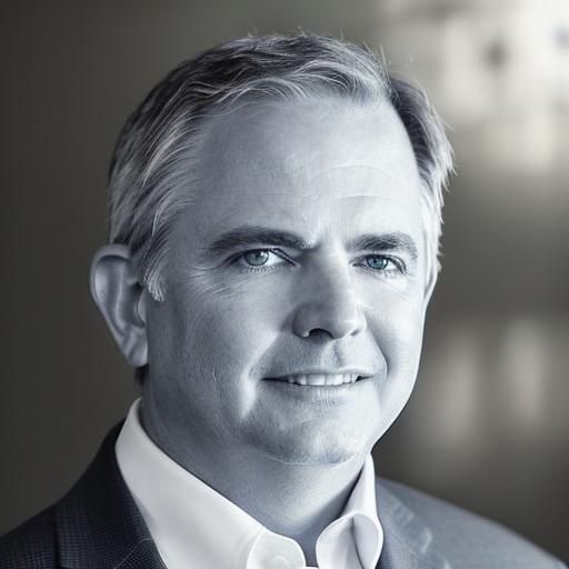 A man in a suit and tie is smiling in a black and white photo.
