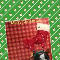 Christmas stocking with Santa hat and 