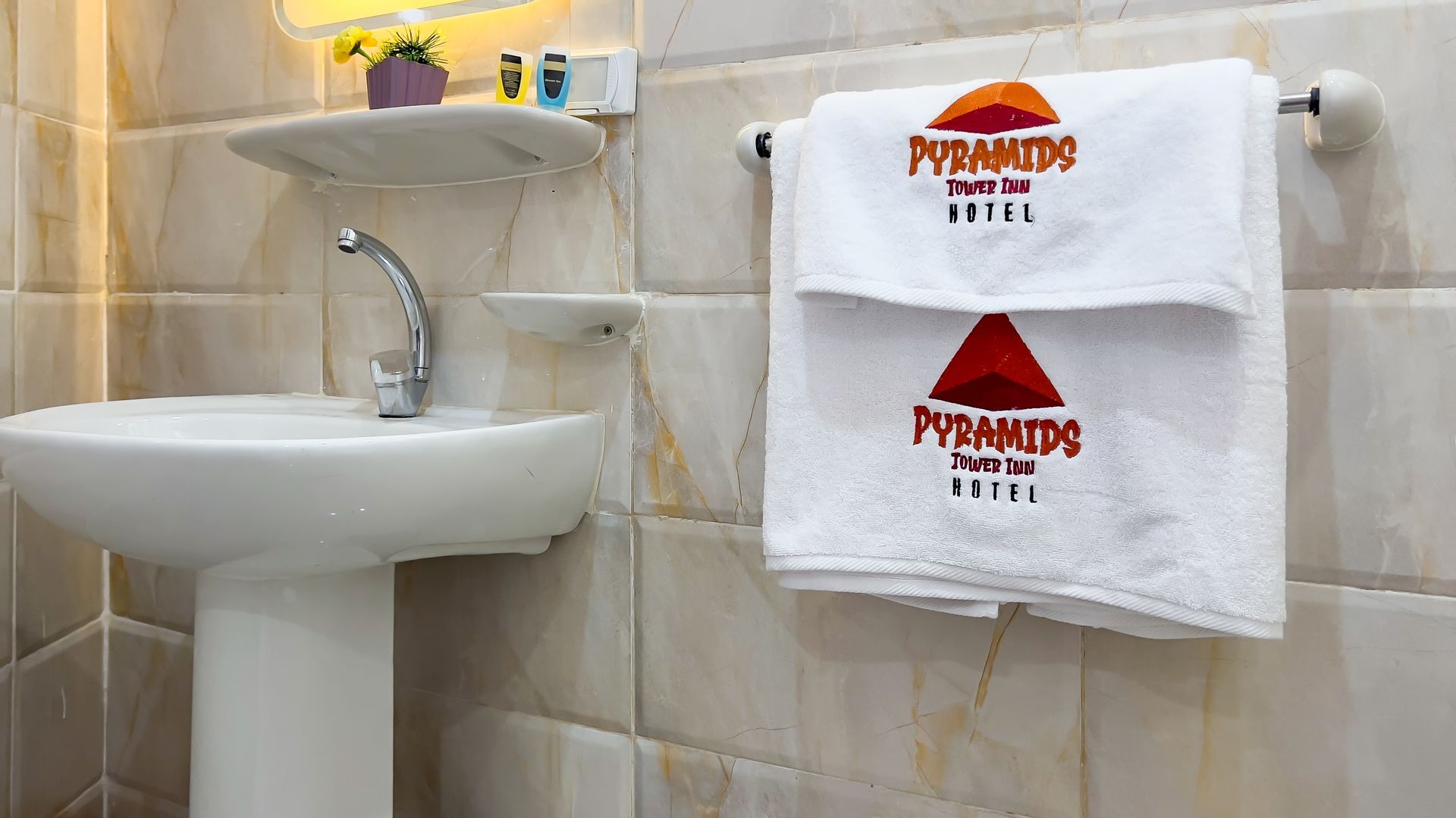 Bathroom sink and towels with 