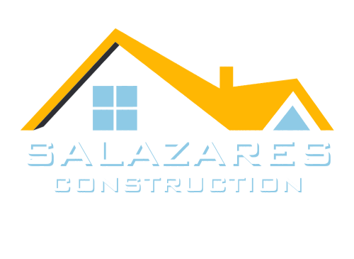 A logo for salazares construction with a yellow roof