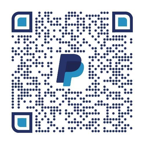 Un codice QR quadrato con al centro il logo PayPal blu scuro e azzurro, utilizzato per i pagamenti digitali.
