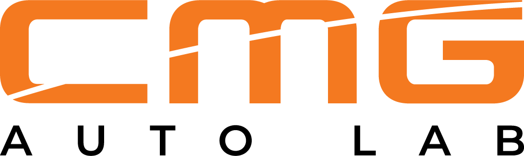 Logo for CMG Auto Lab in orange and black.