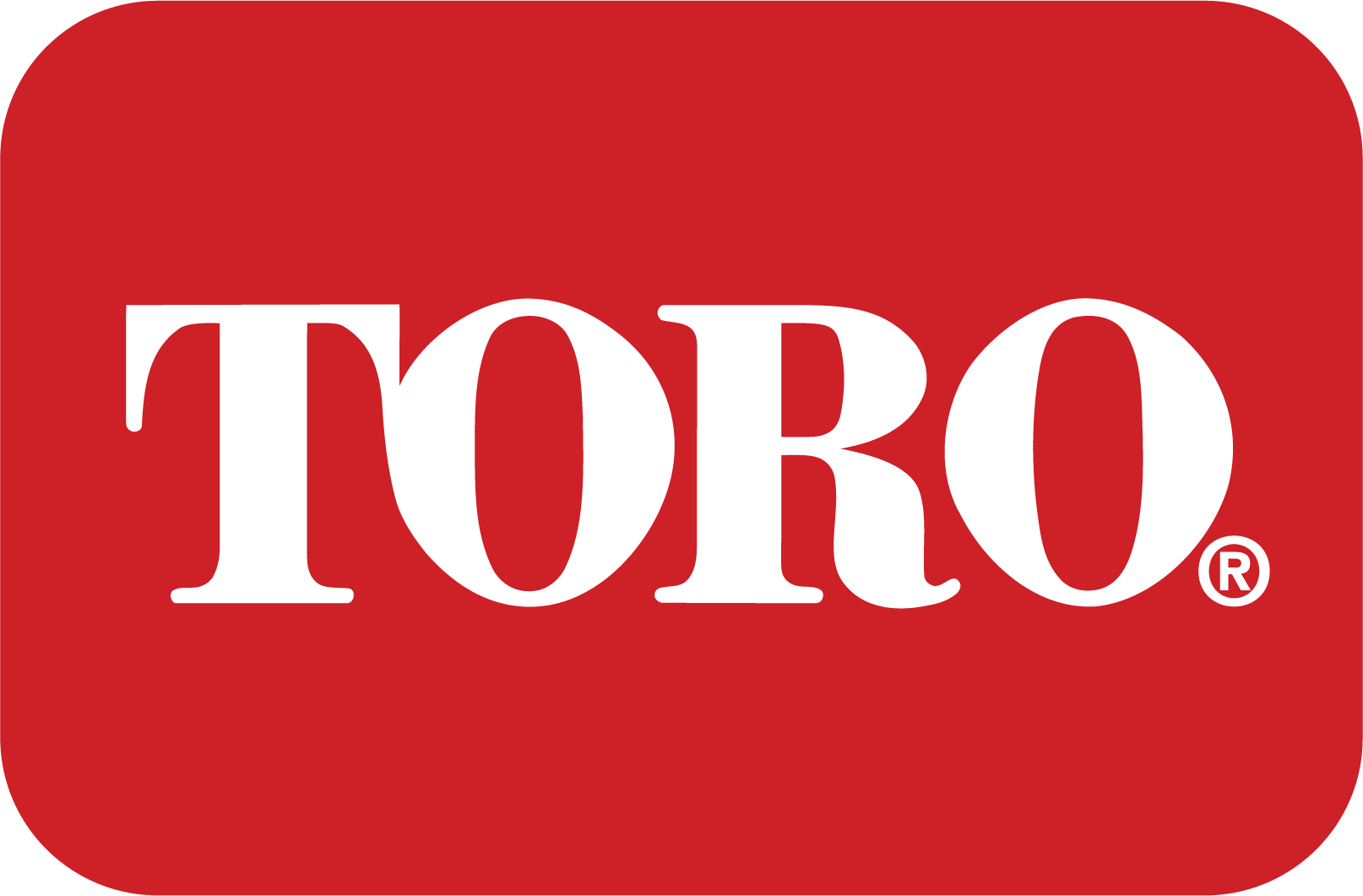 Toro logo in white text on a red, rounded rectangle.