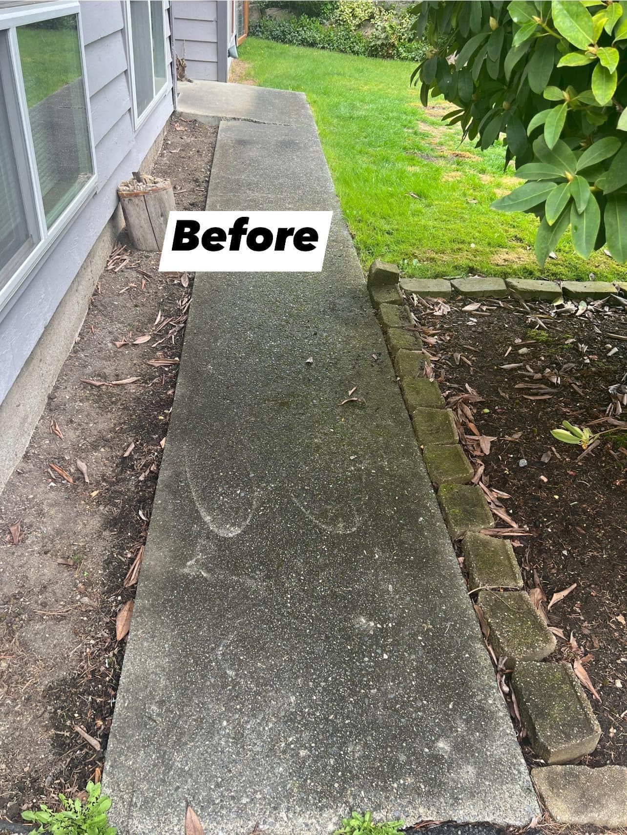 A before picture of a sidewalk in front of a house. | Everett, WA | JMS Concrete & Construction LLC