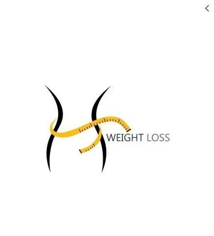 Stylized black figure with yellow measuring tape and “WEIGHT LOSS” text on white background
