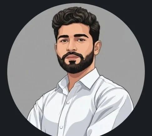 Illustrated portrait of a bearded man in a white shirt on a gray background