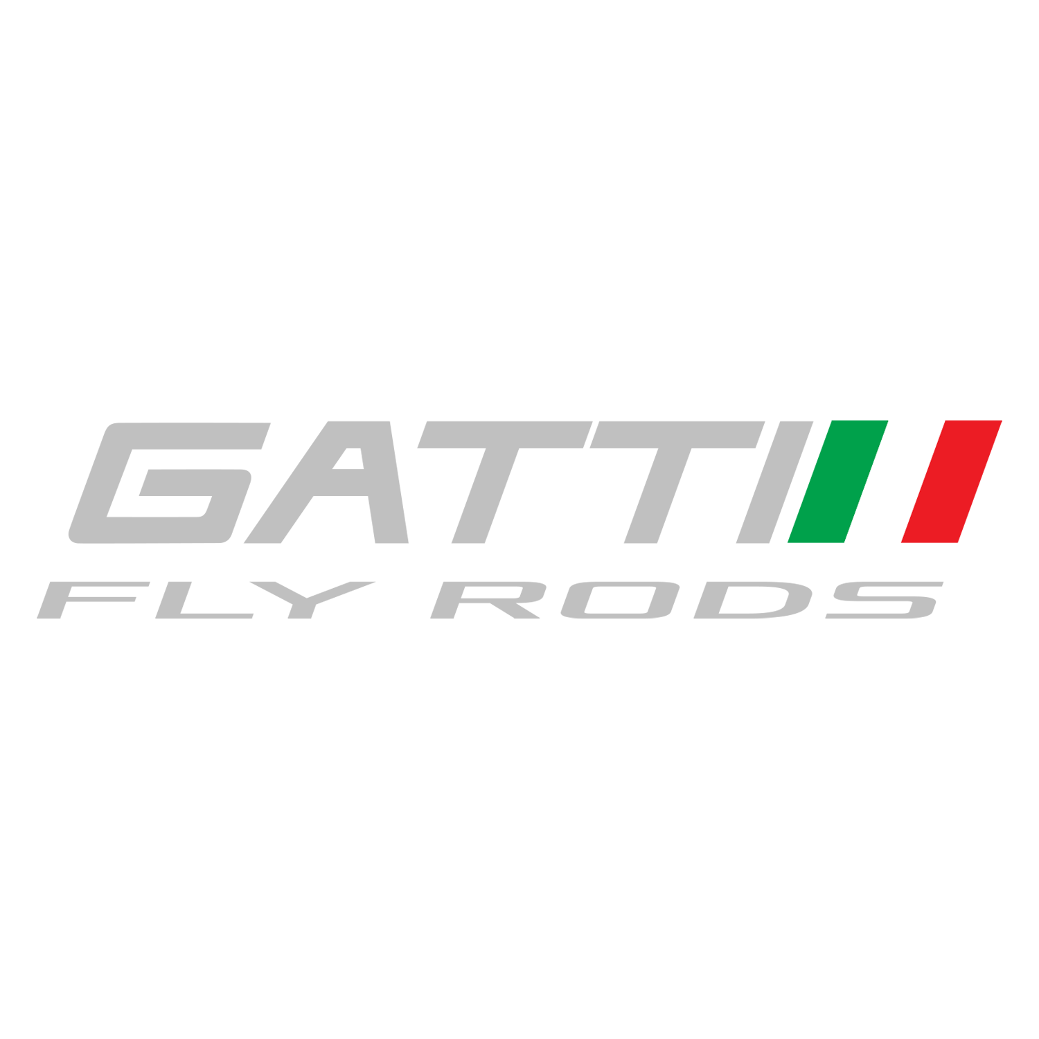 Gatti Fly Rods logo: Grey text, Italian flag accent.