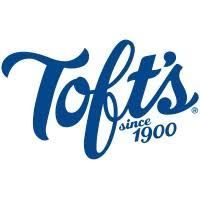 Toft's Ice Cream logo in blue cursive, 