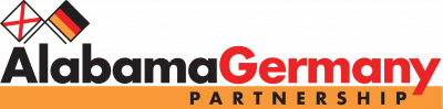 A logo for alabama germany partnership with two flags