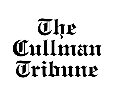 The logo for the cullman tribune is black and white.