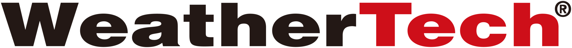 A red and black weathertech logo on a white background
