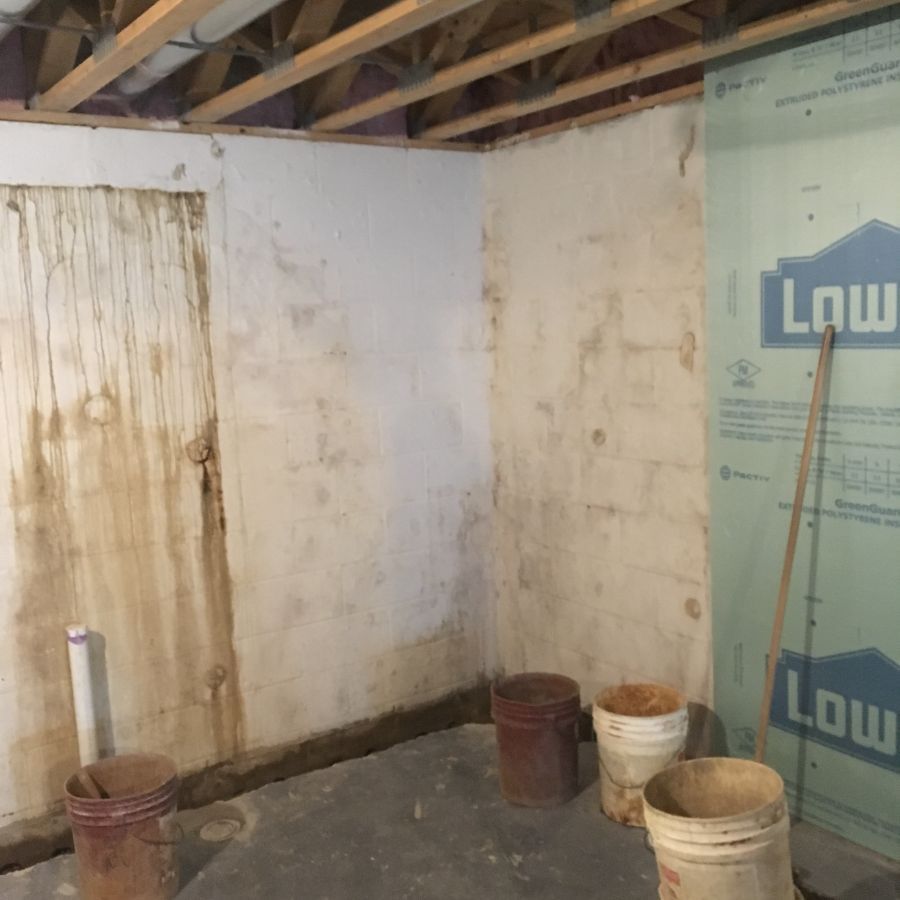 Basement waterproofing and foundation repair project in Erie, PA