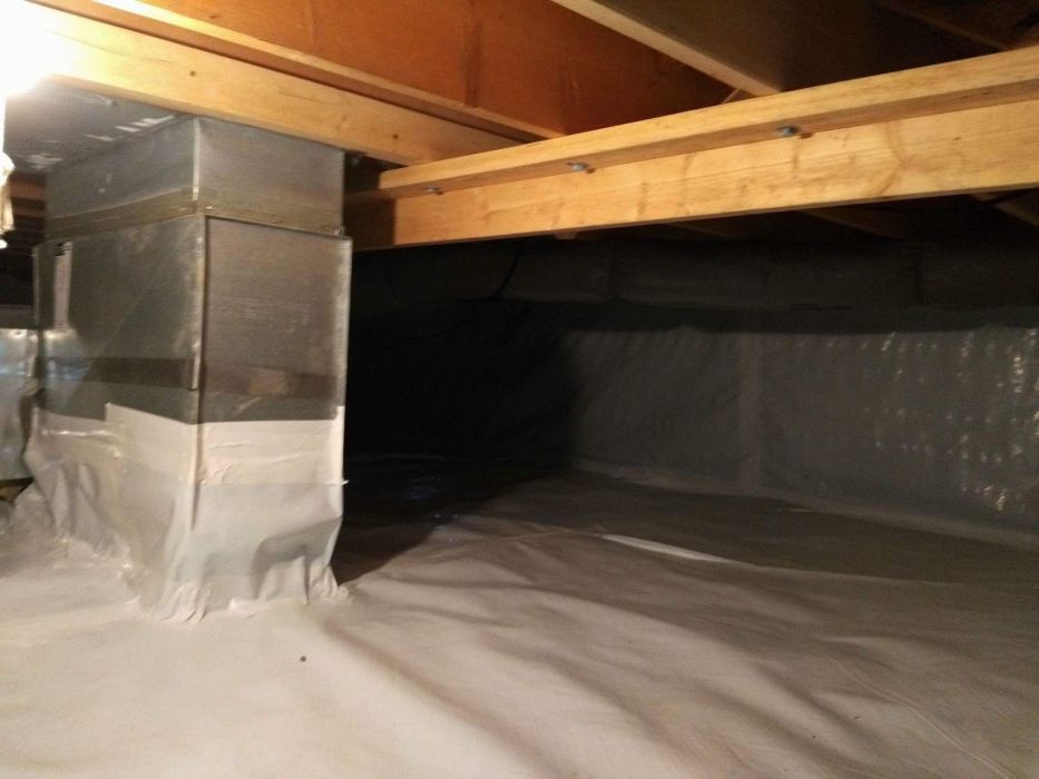 Plastic material coating basement floor