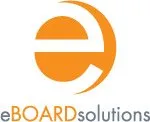 The logo for eboard solutions is orange and white.