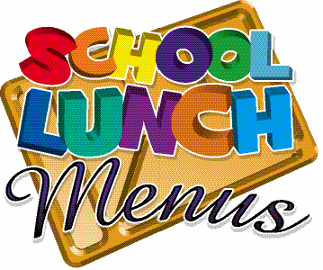 A colorful logo for school lunch menus on a white background