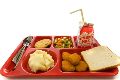 A tray of food with a carton of vitamin d milk