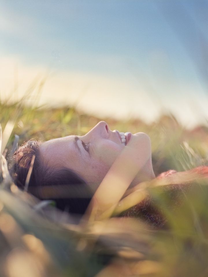 Family with golden retriever.