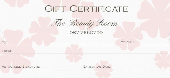 gift certificate the beauty room monamolin, gift voucher, salon gift voucher, gift certificate the beauty room