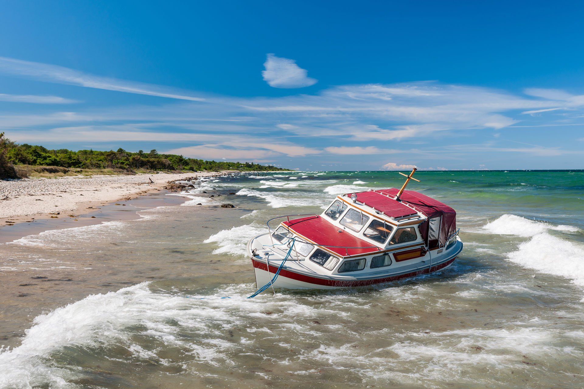 Stranded yacht