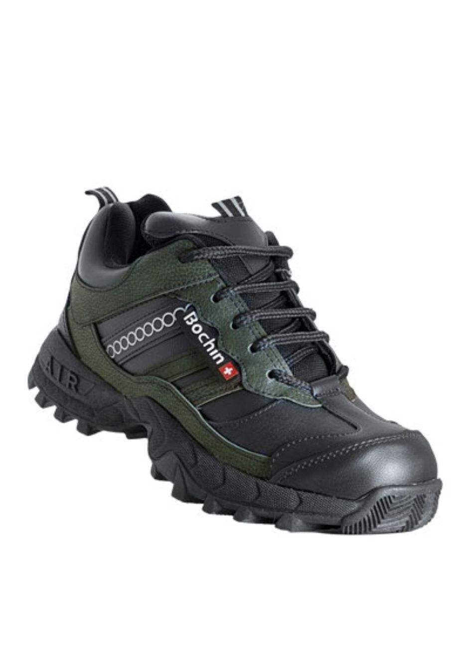 Un par de zapatos negros sobre un fondo blanco.