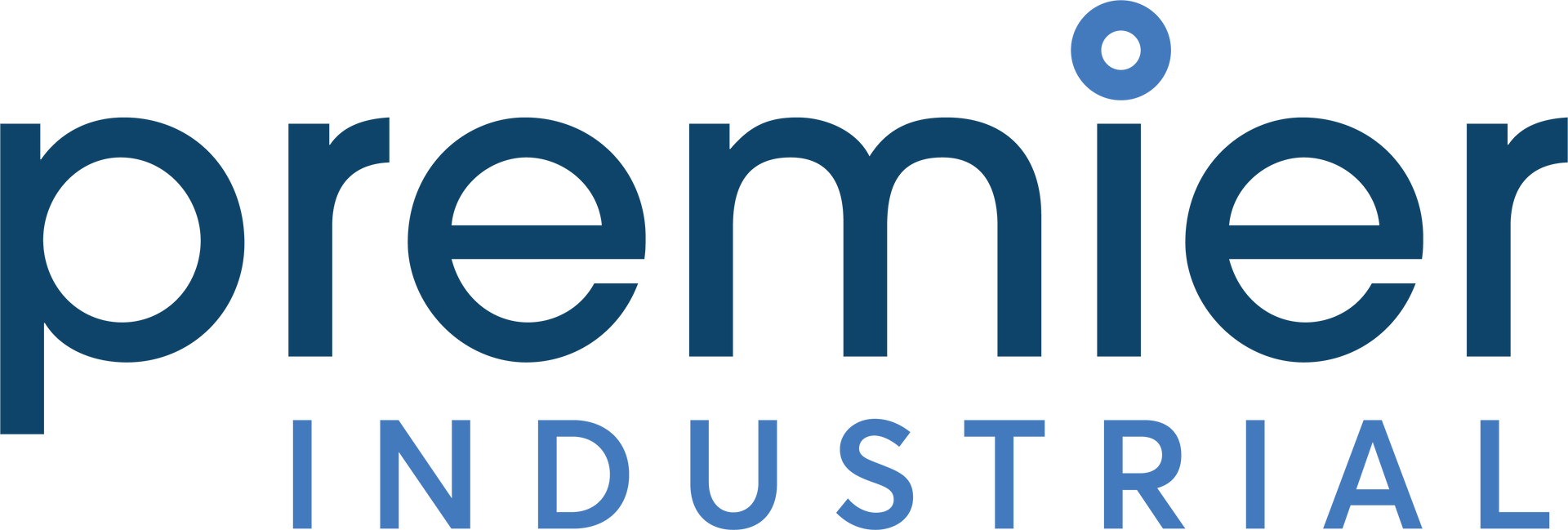 The premier industrial logo is blue and white on a white background.