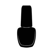 a black silhouette of a bottle of nail polish on a white background .
