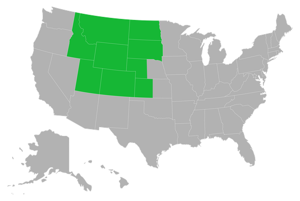 A map of the united states with montana highlighted in green.