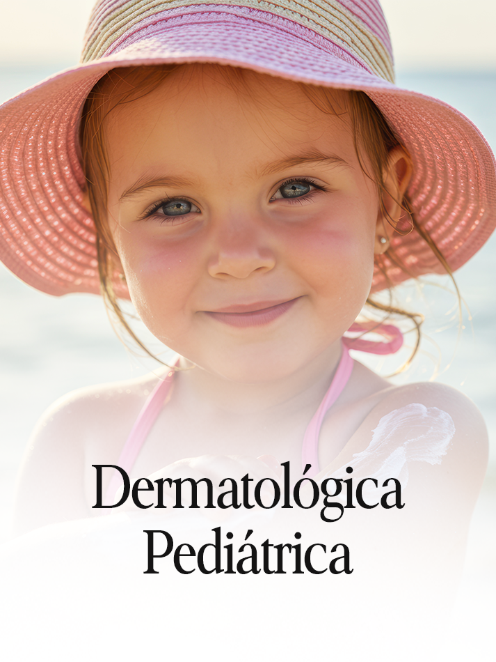 Menina com chapéu rosa, leve rubor, sorrindo, texto 