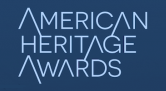 the american heritage awards logo is on a blue background .