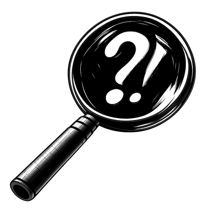 magnifying glass with interrobang