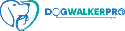 Logo for Dog Walker Pro: Dog head in a heart with text and paw icon.