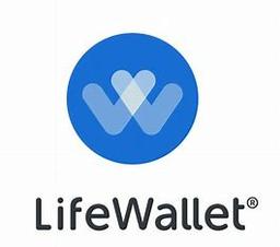 LifeWallet logo: Blue circle with a white