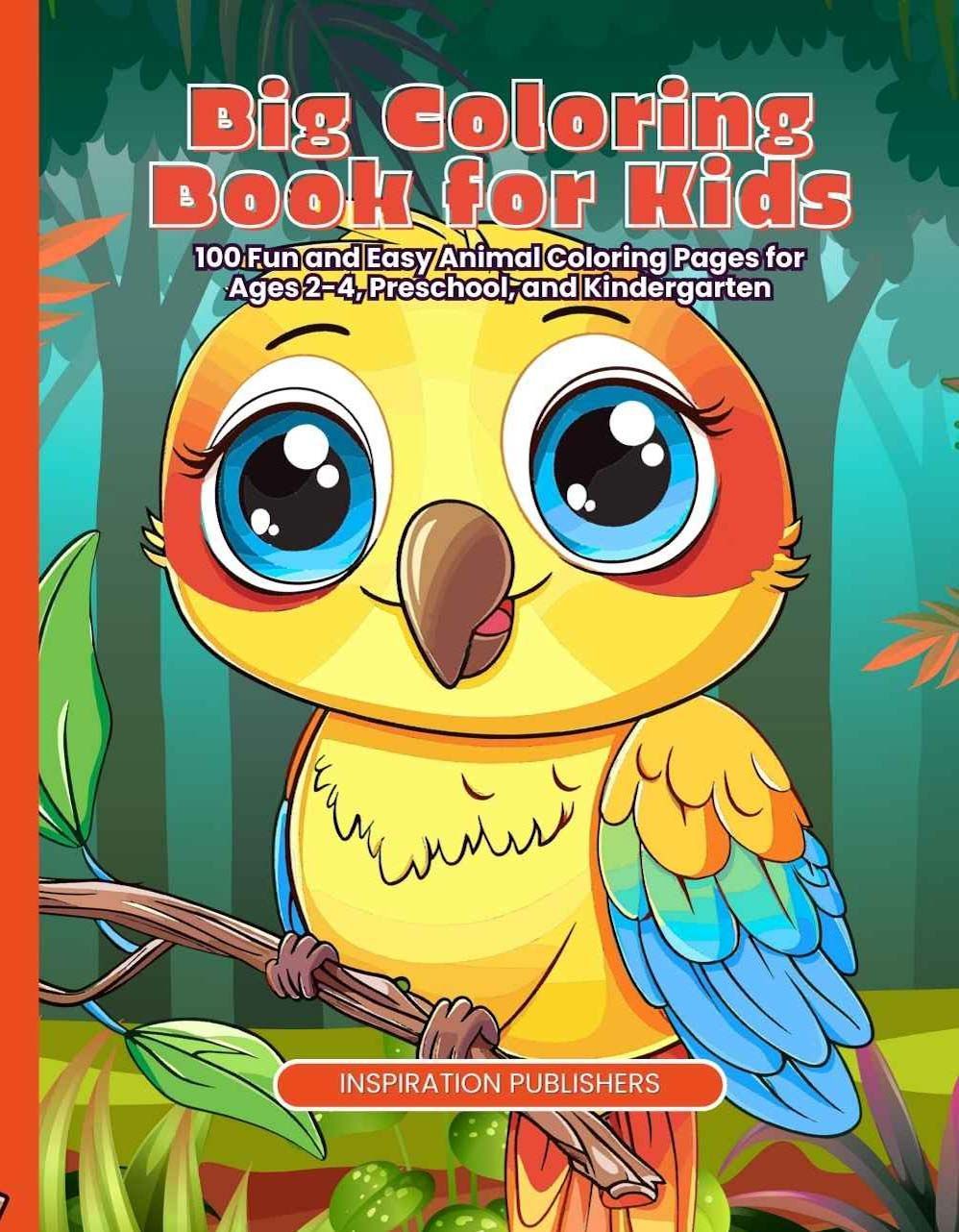 A coloring book for kids with a colorful parrot on the cover.