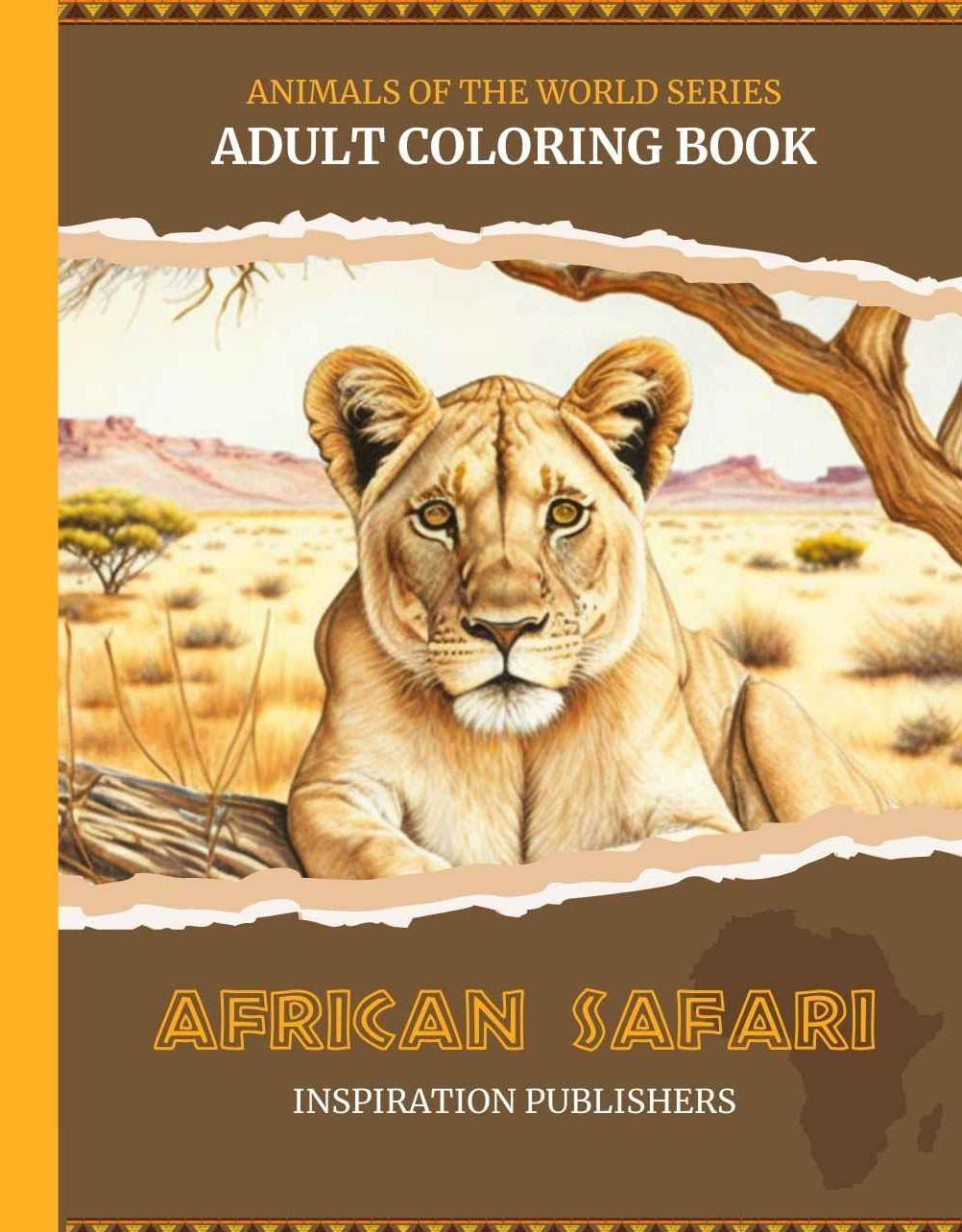 Animals of the world series adult coloring book african safari