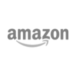 A black and white image of the amazon logo on a white background.