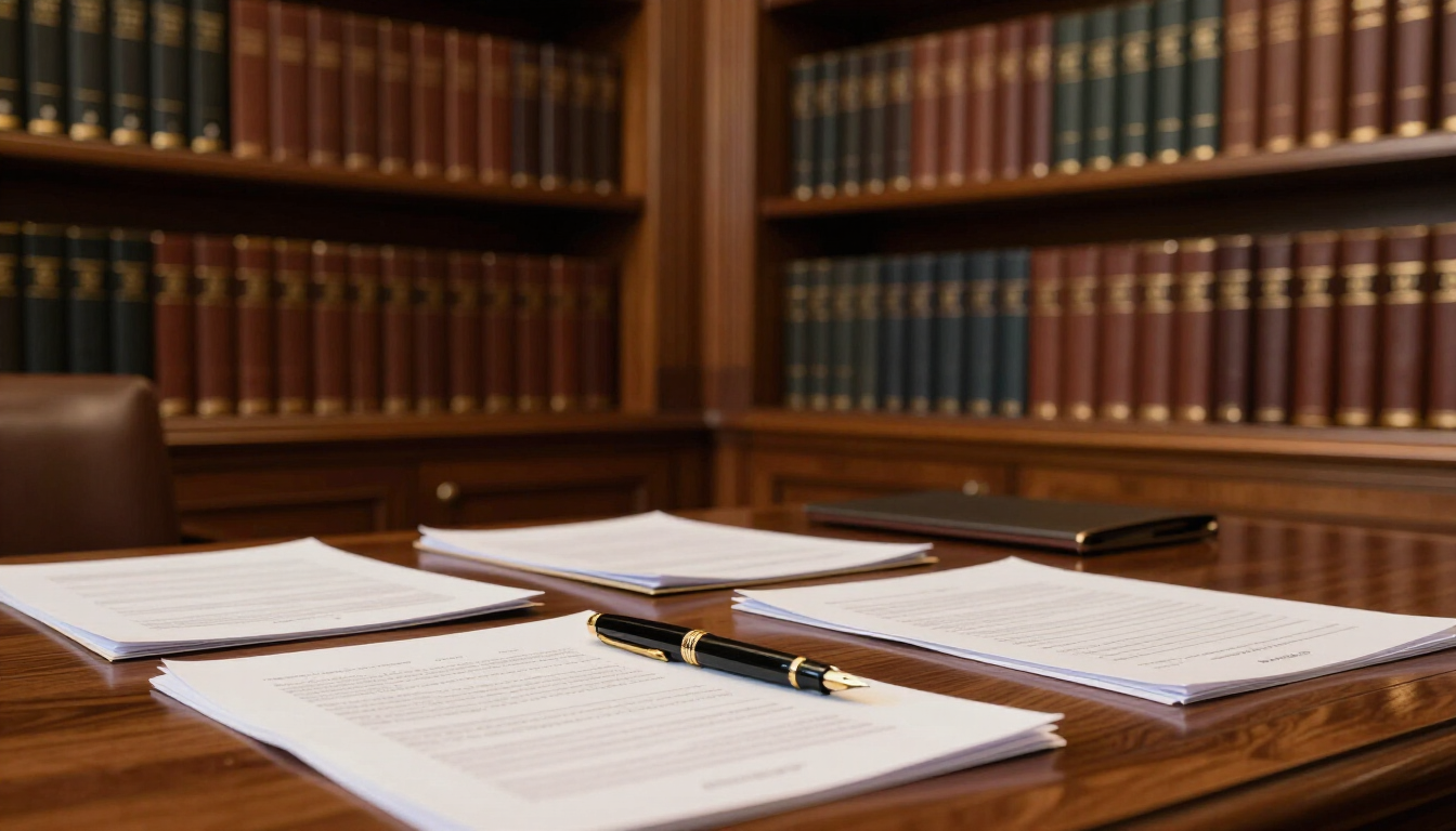 Professional estate planning documents on a wooden desk.